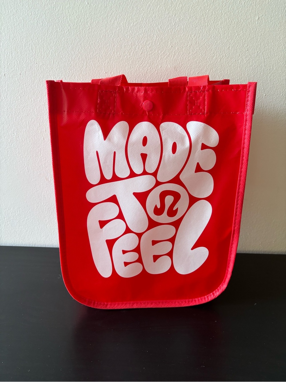 lululemon athletica Red Tote with White 'Made to Feel' Graphic